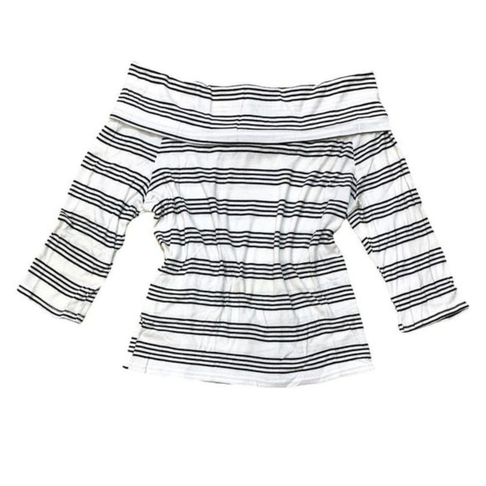 Cold Shoulder Striped 3/4 Sleeve Top